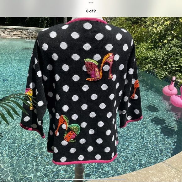 Design Options Phillip Jane Gordon Sz M Fruit 🍉 High heel Beaded Sweater - Picture 6 of 7